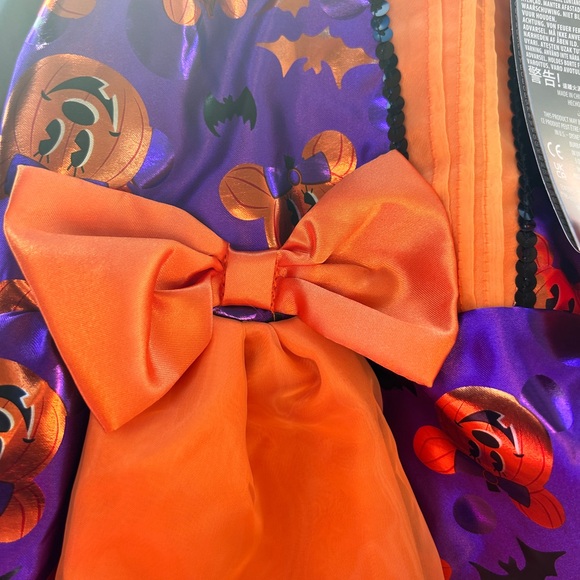NEW Disney Dress Minnie Mouse Halloween Bow purple orange metallic bats black 7 - Picture 5 of 7